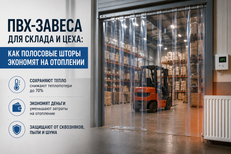 ПВХ-завеса для склада и цеха: как полосовые шторы экономят на отоплении
