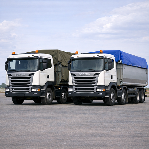 Тент полог на вседорожный самосвал Scania G440 фото на сайте Производственной Компании ЭлитТент
